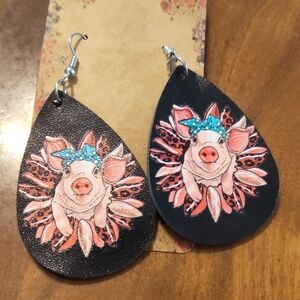 Black Pig Design Earrings